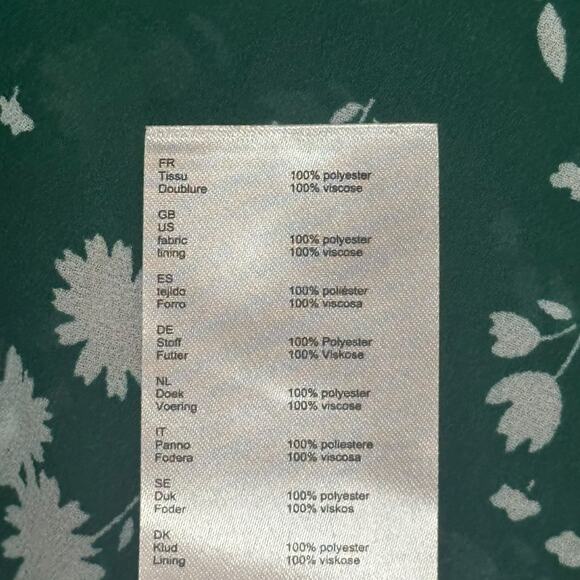 MAJE Green Floral Midi Dress Surplice Neck Wedding Cocktail Party Romantic Boho - Picture 10 of 12